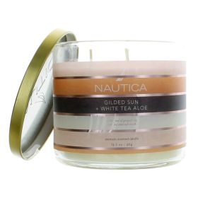 Nautica 14.5 oz Soy Wax Blend 3 Wick Candle - Gilded Sun & White Tea Aloe