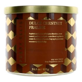 Perry Ellis 14.5 oz Soy Wax Blend 3 Wick Candle - Dulce Chestnut Praline