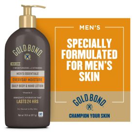 Gold Bond Men's Essentials Everyday Body and Hand Lotion & Cream for Dry Skin 14.5oz