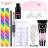 Nail Set Polish Products Set Manicure Cuticle Pusher Tips Finger Extend Mold Glue Poly Nail Accessories Art Brush Tool Kit